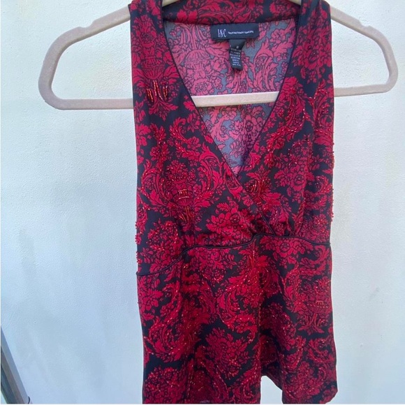 INC International Concepts Tops - Y2K INC Black & Red Beaded Floral Whimsygoth Fairy Top Size Medium